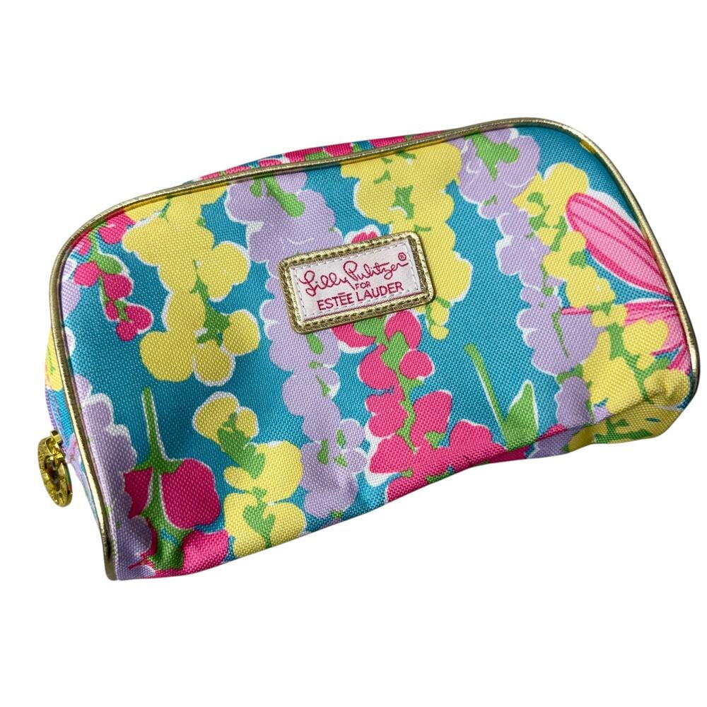 Lilly Pullitzer Estee Lauder Makeup Bag Zip Pouch Colorful Travel Floral Small